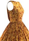 Gorgeous 1950s Rose Gold Abstract Floral Dress- New!