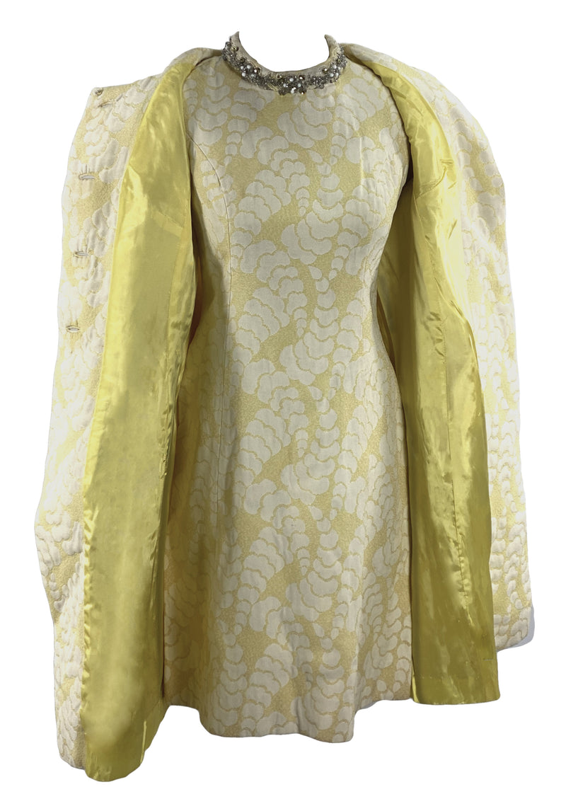 1960s Floral Yellow & White Dress & Coat Ensemble - New!