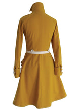 Vintage 1960s Yellow Wool Couture Space Age Dress  - New!
