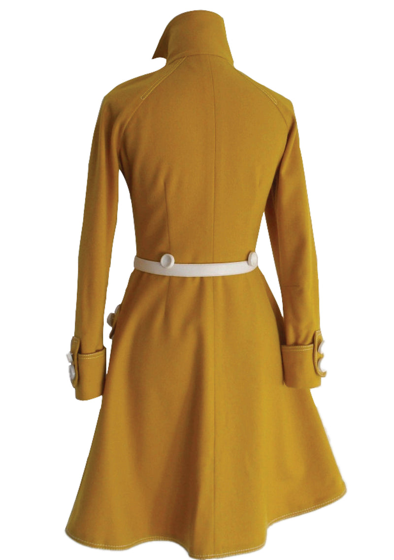 Vintage 1960s Yellow Wool Couture Space Age Dress  - New!