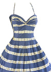Vintage 1950s Blue and White Circles Cotton Sundress - NEW!