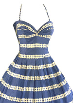 Vintage 1950s Blue and White Circles Cotton Sundress - NEW!