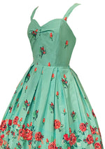 Recreation of Mint Green Cotton Roses Border Print Dress - New!
