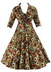 Vintage Late 1950s to Early 1960s Autumn Toned Dress & Jacket Ensemble- NEW!