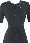 Vintage 1940s Black Rayon Crepe Swag Dress - New!