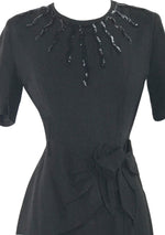 Vintage 1940s Black Rayon Crepe Swag Dress - New!