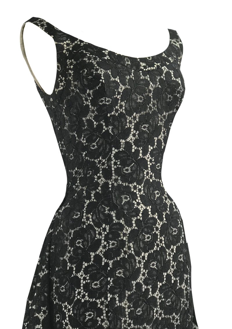 Vintage 1950s Designer Cotton Lace Cocktail Dress- New!