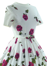 Outstanding Magenta Roses Pique Cotton Dress- New!