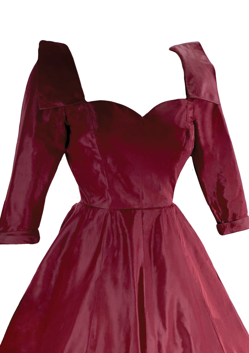 Sophisticated 1950s Merlot Satin Cocktail Dress- New! (ON HOLD)