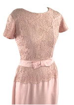 Vintage 1950s Pink Linen Blend Dress with Lace Inserts  - New!