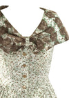 1950s Green and Chocolate Roses Border Print Dress - New!