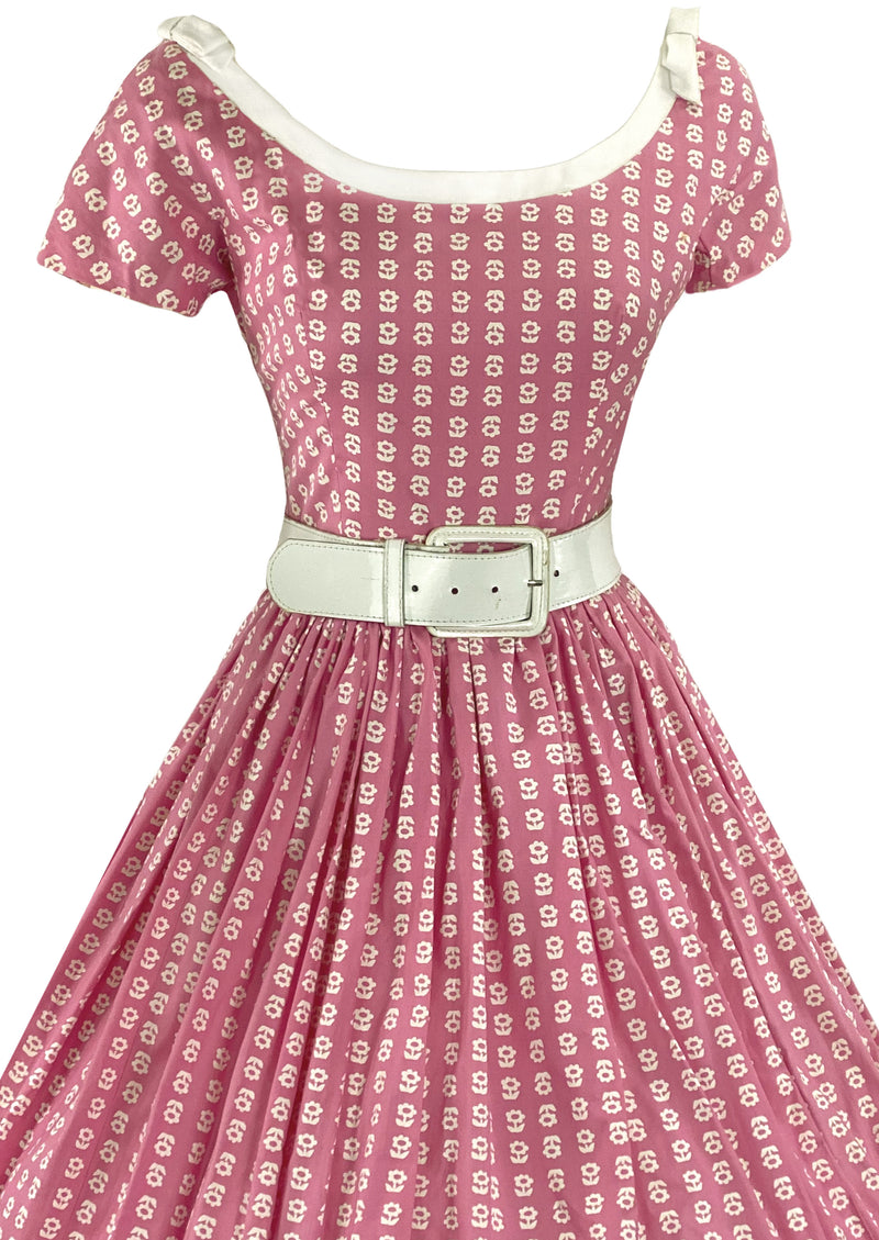 Late 1950s to Early 1960s Pink & White Cotton Dress - NEW!