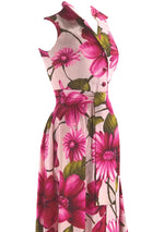 Striking 1960s Pink Floral Maxi Dress- New!