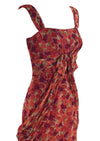 Vintage 1950s Designer Floral Print Draped Dress- New!