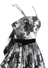 Late 1950s B&W Floral Print Cotton Sundress New!