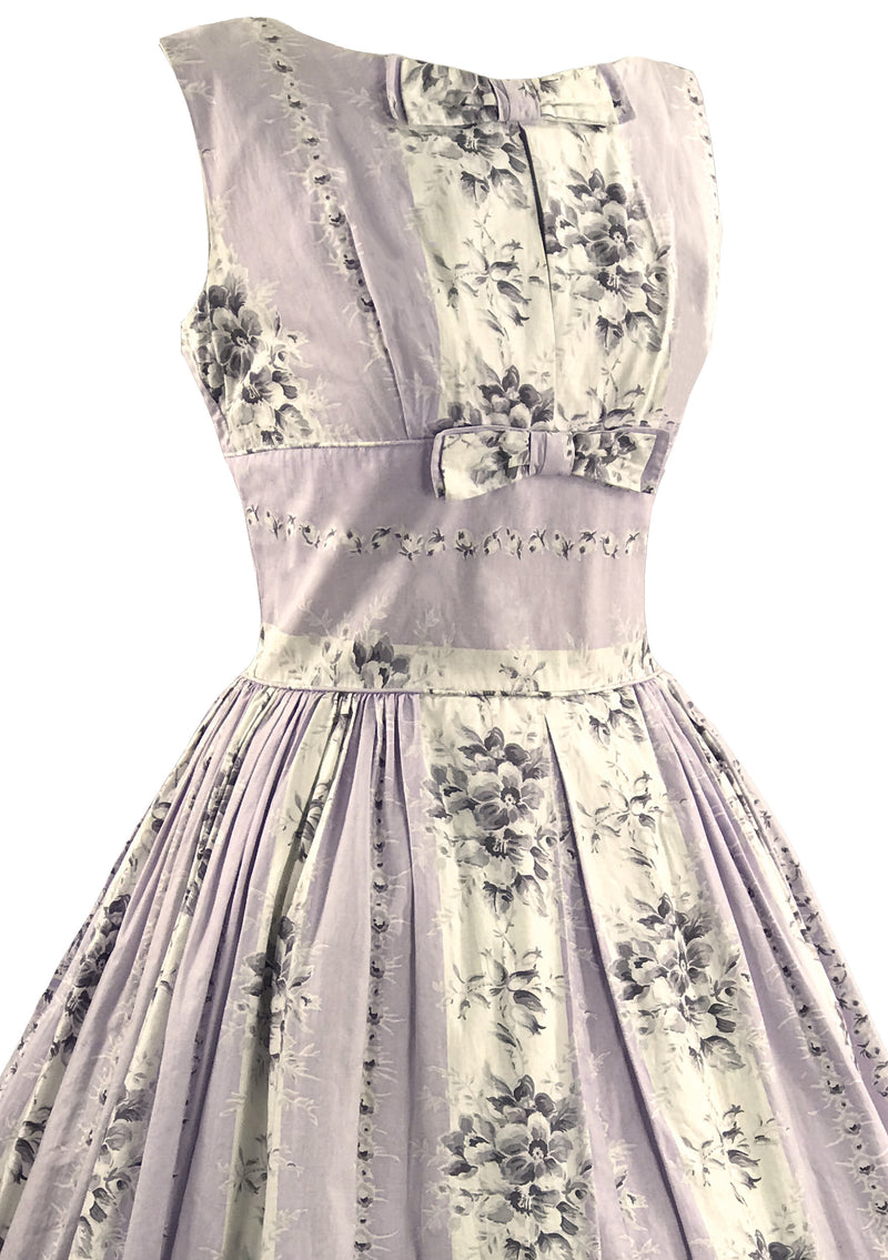 Vintage 1950s Lavender Floral Cotton Dress- New!