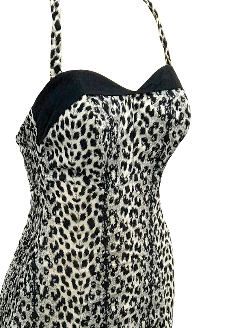 Deadstock 1950s Leopard Print Cotton Swimsuit- New!