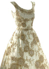 1950s Cream Silk Satin Ceil Chapman Designer Cocktail Party Dress- New!