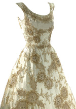 1950s Cream Silk Satin Ceil Chapman Designer Cocktail Party Dress- New!