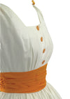 1950s Ivory Polished Cotton with Orange Roses Dress - New!