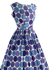 Vintage 1950s Purple and Blue Circle Novelty Print Dress- New!