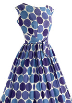 Vintage 1950s Purple and Blue Circle Novelty Print Dress- New!