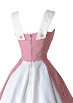 Vintage 1950s Red & White Designer Cotton Dress  - New!