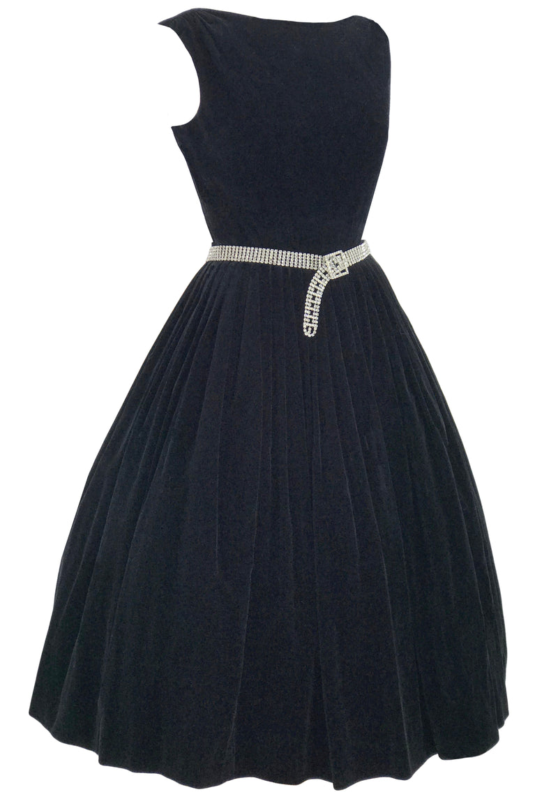 Quality 1950s Black Velvet Dress & Coat Ensemble- New!
