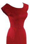 Vintage 1950s Red Silk Satin Wiggle Dress New!