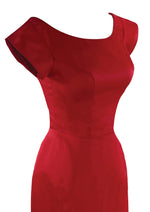 Vintage 1950s Red Silk Satin Wiggle Dress New!