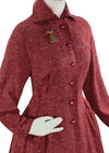 Stylish 1940s Cranberry Red Flecked  Princess Coat - New!