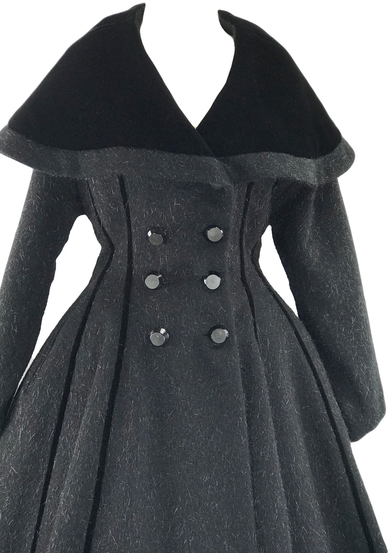 1950s Couture Lilli Ann Black Wool Princess Coat- New!