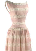 Dreamy 1950s Pink & White Lace & Pin Tucks Dress - New!
