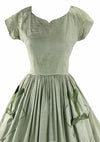 Late 1950s Green and White Stripes Cotton Dress- New!