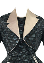 Vintage 1950s Turquoise Blue & Black Dress Ensemble- New!