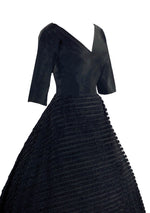 Early 1950s Black Taffeta Cocktail Dress New!