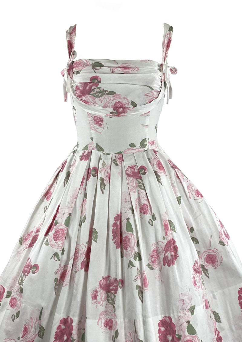 1950s Muted Pink Roses Floral Sundress- New!