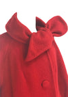 1950s Red Mohair Wool Designer Swing Coat  - New!