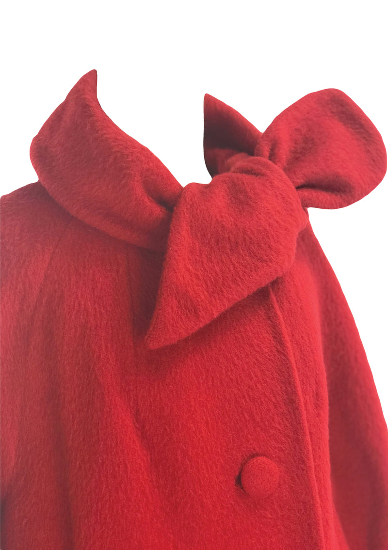 1950s Red Mohair Wool Designer Swing Coat  - New!