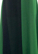 Vintage 1970s Green and Black Colour Block Maxi Dress- New!