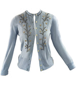 Late 1950s Early 1960s Blue Beaded Cardigan - New!
