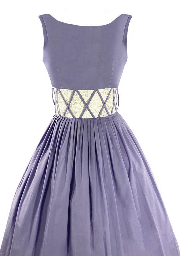 Sweet Late 1950s Aldens Label Lavender Cotton Dress- New!