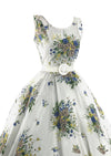 Vintage 1950s 3D Trapunto Floral Bouquet Dress- New!