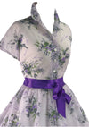 Original 1950s Lilac Floral Impressionist Violets Dress - New!