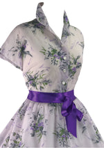 Original 1950s Lilac Floral Impressionist Violets Dress - New!