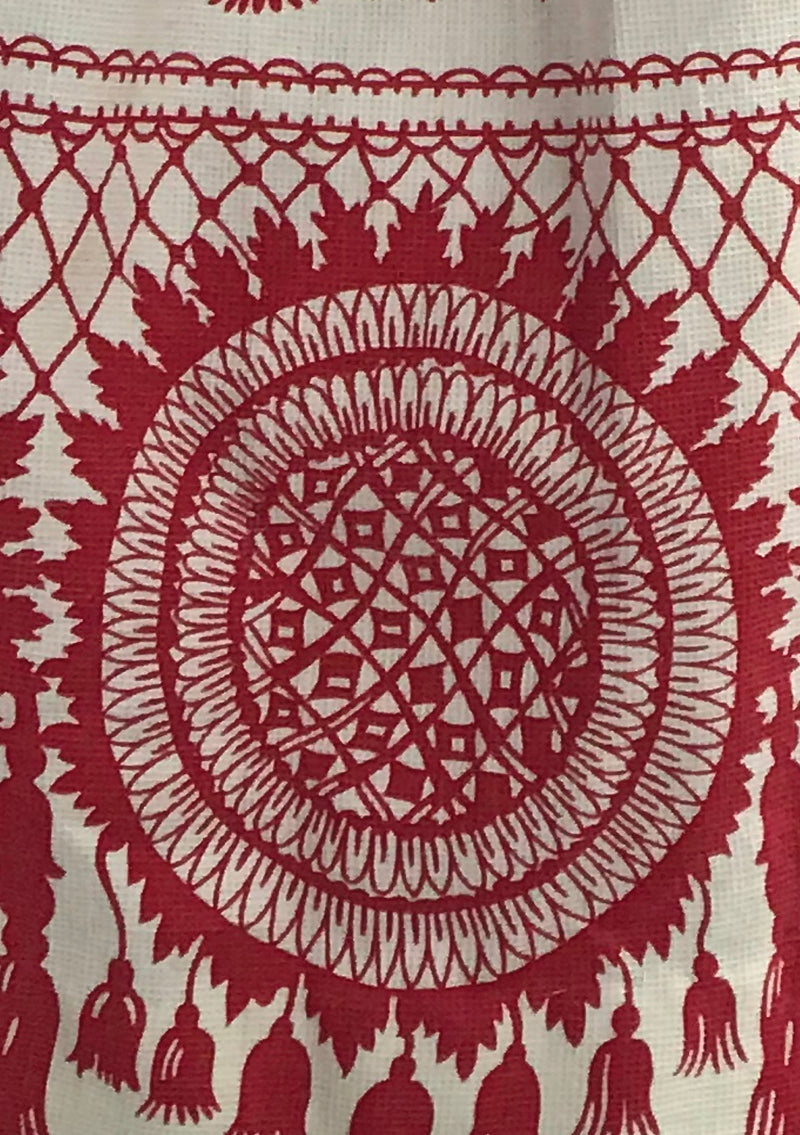 Late 1950s Early 1960s Red & White Trompe L'Oeil Novelty Print Skirt- New!