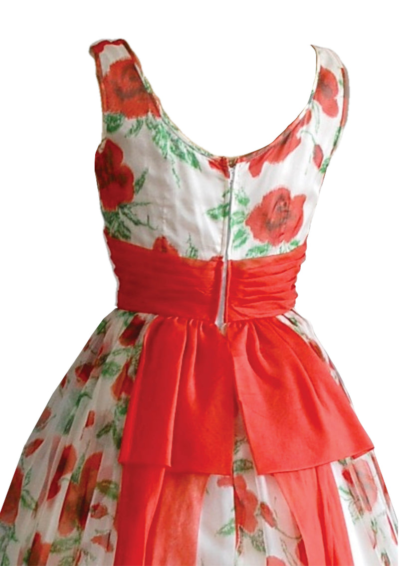 1950s  Orange Roses Organza Party Dress  - New! (special order)