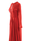 Vintage 1970s Tomato Red Maxi Dress with Cutout Back - New! (SOLD)