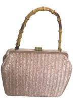 Vintage 1950s - 1960s Pink Raffia Handbag-  New!