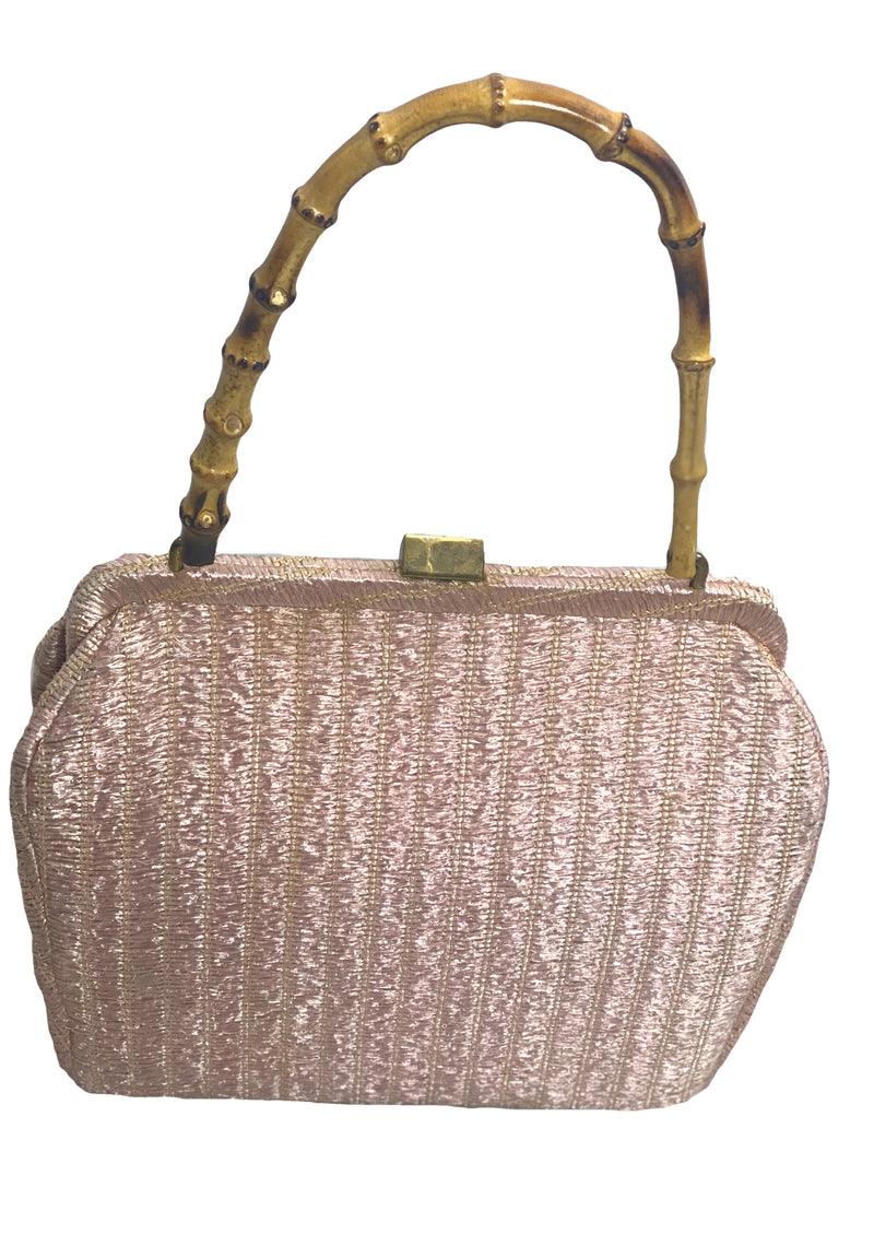 Vintage 1950s - 1960s Pink Raffia Handbag-  New!